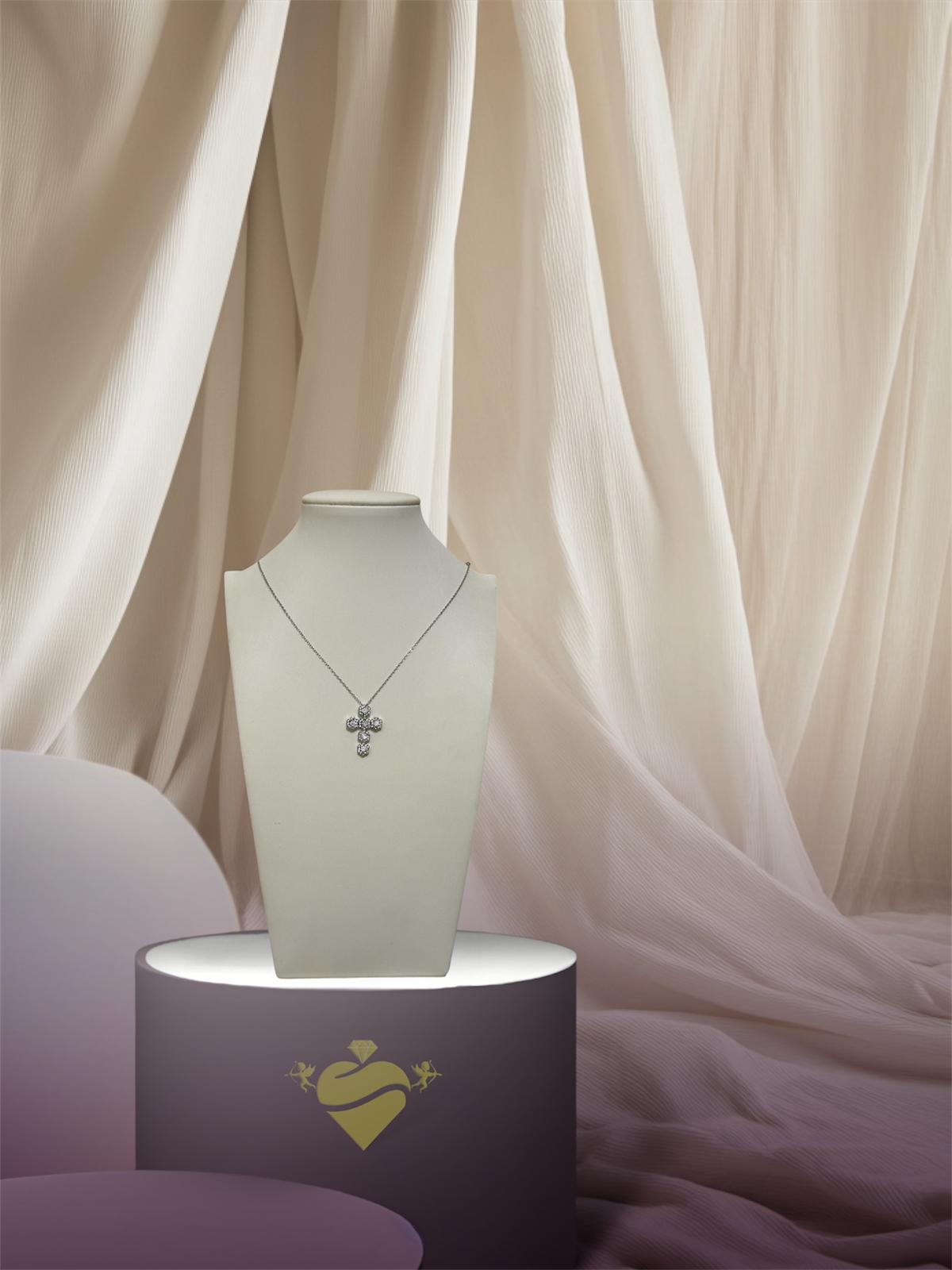 Collana Croce Flowers Pavè