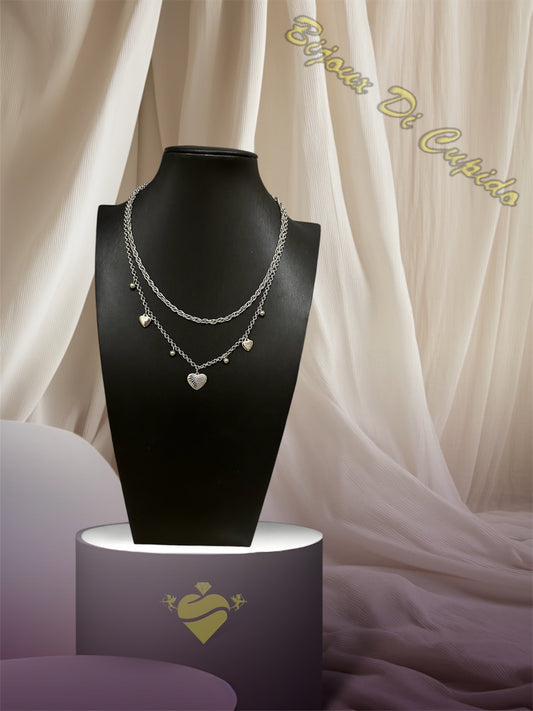 Collana Doppia Catena Charm Love