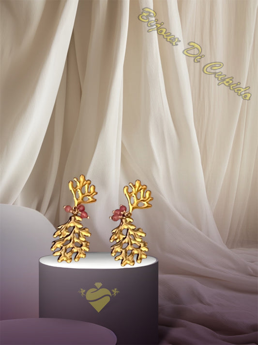 Orecchini Corallo Con Perline