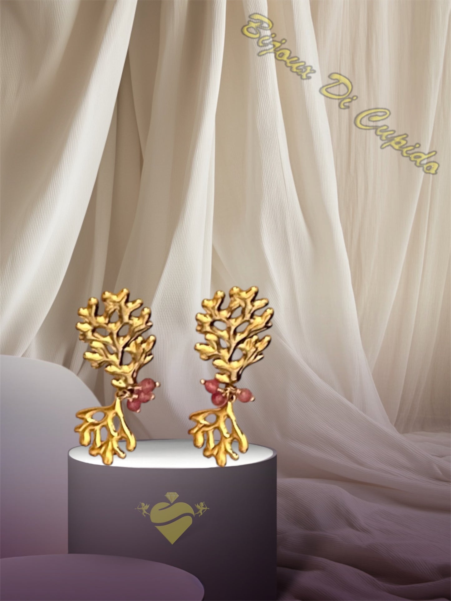 Orecchini Corallo Con Perline